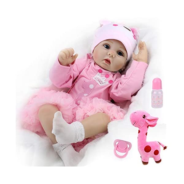 xr[h[ Ԃl` ւ ܂܂ CHAREX Realistic Reborn Baby Dolls Real Looking Lifelike Dolls for Girls 22 Inch Handmade Weighted Baby Dolls A Newborn Silicone Baby Dollith Giraffe Toy Gifts for Kids Age 3+