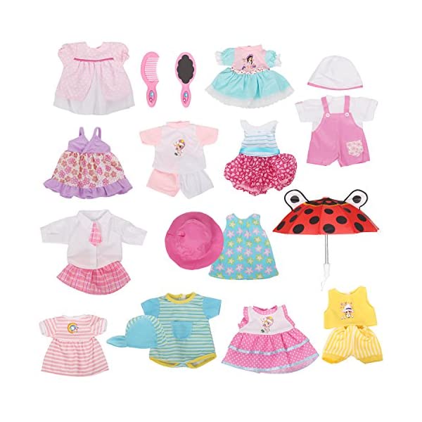 xr[h[ Ԃl` ւ ܂܂ Huang Cheng Toys 12 Pcs Set Handmade Lovely Baby Dolllothes Dress Outfits Costumes for 14 to 15-inch Dollloth Hat Cap Umbrella Mirror Comb Girl Christmas Birthday Gift for Little Girl