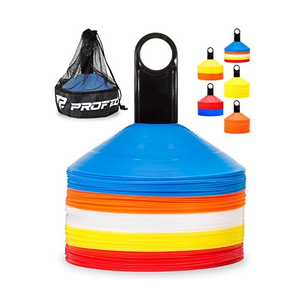 サッカー フットボール スポーツ トレーニングギア 練習 トレーナー フィットネス 自主練 部活 自宅トレーニング おうち時間 筋トレ Pro Disc Cones (Set of 50) - Agility Soccer Cones with Carry Bag and Holder for Training, Football, Kids, Sportsバーゲン サッカー 用品 セール