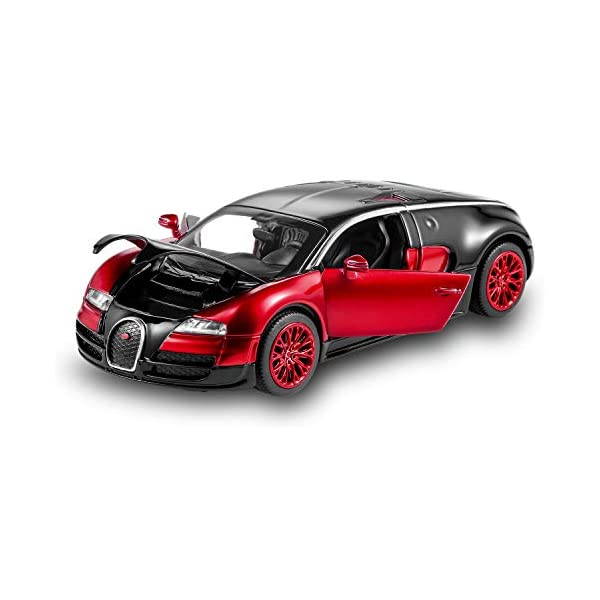 ブガッティ ヴェイロン モデルカー ダイキャスト 模型 ミニカー グッズ 納車祝い プレゼント インテリア スーパーカー Bugatti Veyron Toy Car 1:32 Alloy Diecast Metal Model Cars for 3 to 12 Years Old Boys Red