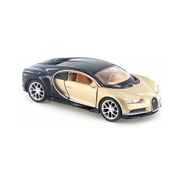 ブガッティ モデルカー ダイキャスト 模型 ミニカー グッズ 納車祝い プレゼント インテリア スーパーカー Welly Bugatti Chiron, Gold w/ Black 43738D - 4.5