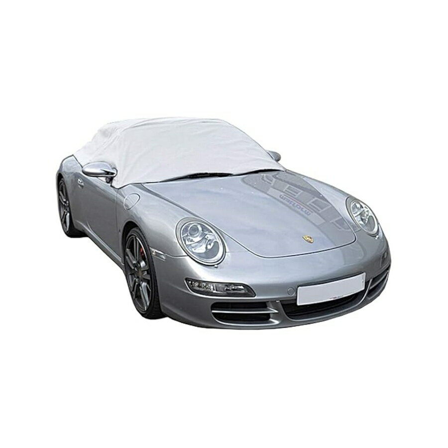 ポルシェ 911 カブリオレ 996 997(1999年〜2011年式) グレー ソフトトップルーフプロテクター ハーフカバー 防水 雨 雪 汚れ 保護 収納バッグ付 日焼け対策 経年劣化対策 屋外駐車場対策 Compatible Soft Top Roof Protector Half Cover for Porsche 911 996 997