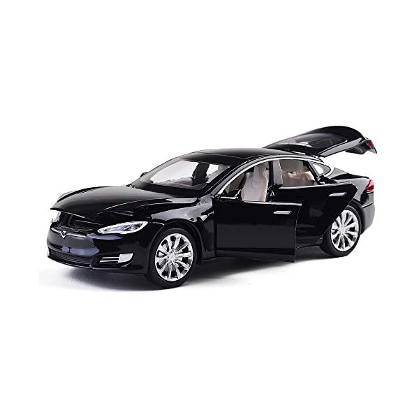 テスラ モデルS モデルカー ダイキャスト 模型 ミニカー グッズ 納車祝い プレゼント インテリア スーパーカー MiniToy Toy Car Model S Alloy Model Cars Pull Back Vehicles 1/32 Scale Car Toys for Toddlers Kids (Black)