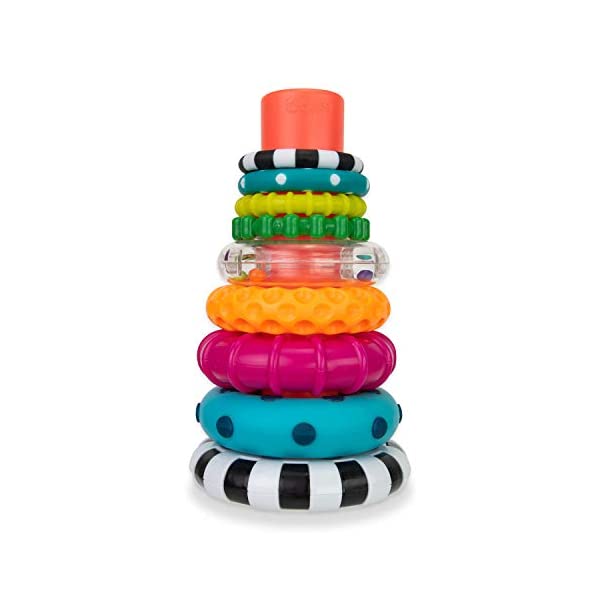 知育玩具 リング サークル 9ピースセット カラフル Sassy Stacks of Circles Stacking Ring STEM Learning Toy, 9 Piece Set, Age 6+ Months