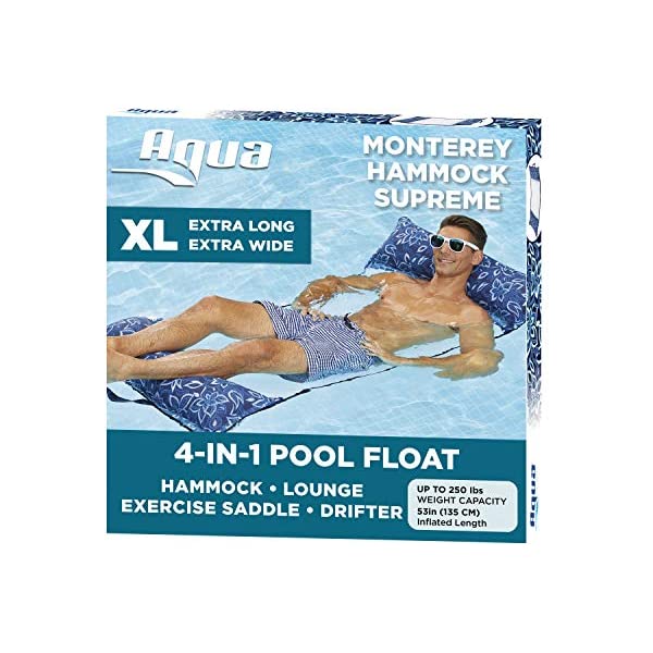 ǥå ꥾ ϥå 饦󥸥 ɥե ɥ סͷ ⤭ å  ե ͷ  Aqua 4-in-1 Monterey Hammock Supreme XL (Longer/Wider), Resort Ultra Soft Fabric, Multi-Purpose Adult Pool Float