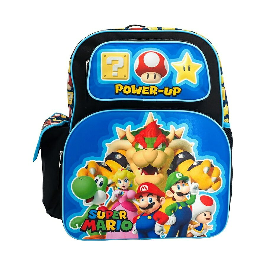 スーパー マリオ ブラザーズ グッズ バックパック リュック バッグ プレゼント ギフト キッズ 16インチ ピーチ姫 ヨッシー ルイージ クッパ 3D フロント ポケット付き AI ACCESSORY INNOVATIONS Super Mario