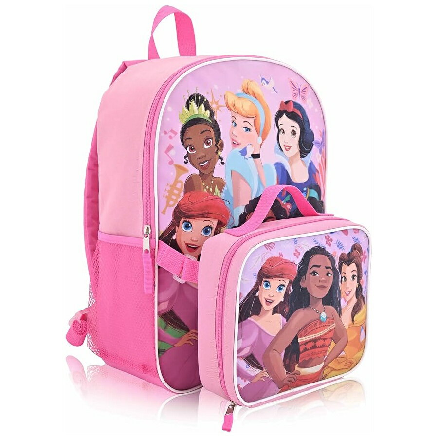 ディズニープリンセス ビンゴ グッズ バックパック リュック バッグ プレゼント ギフト キッズ 16インチ ランチバッグ付き ライセンス キャラクター Fast Forward Disney Princess 16" Backpacks With Lunch Bag Licensed Characters Kids Schoolbag