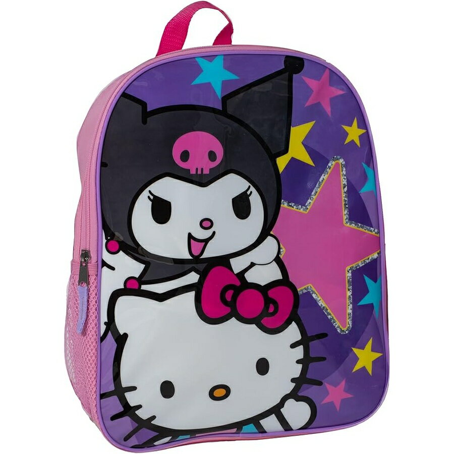 サンリオ ハローキティ クロミ グッズ バックパック リュック バッグ プレゼント ギフト キッズ 女の子 パープル ピンク AI ACCESSORY INNOVATIONS Sanrio's Hello Kitty Kuromi Kids Backpack, Elementary School Girls Book Bag, Purple Pink
