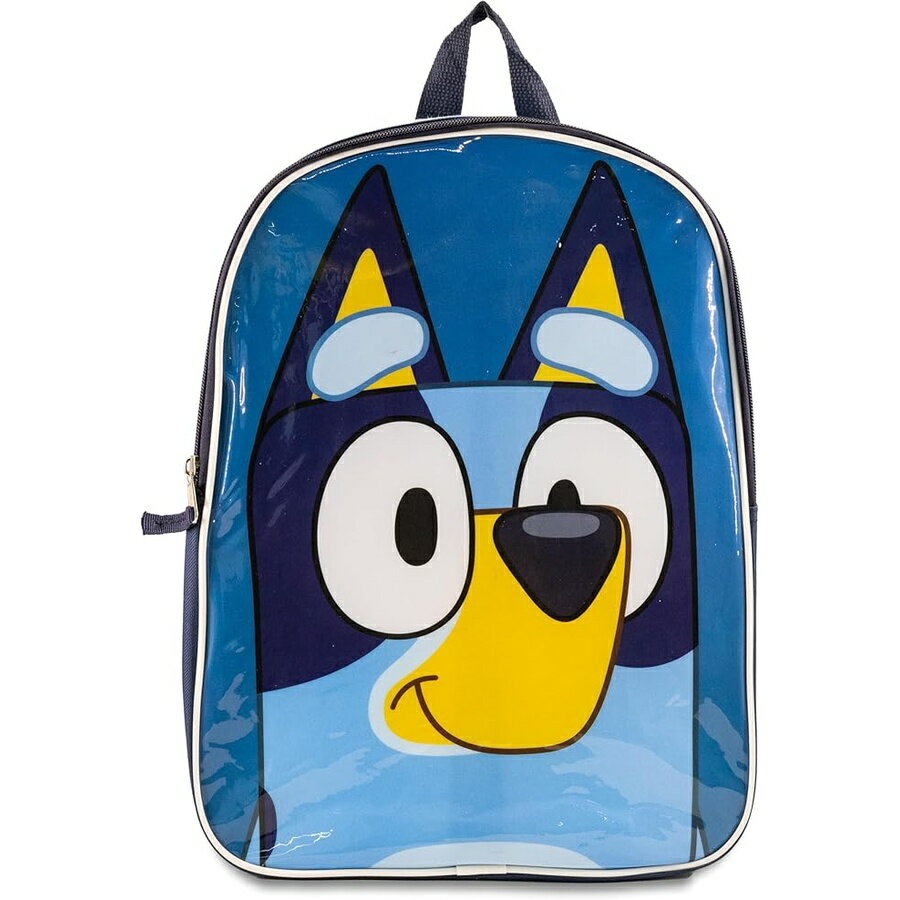 樂天商城 - ブルーイー グッズ バックパック リュック バッグ プレゼント ギフト キッズ 男の子ビッグフェイス スタイリッシュデザイン 幼児 トラベル 調節可能なストラップ付き 15インチ Fast Forward Bluey Big Face