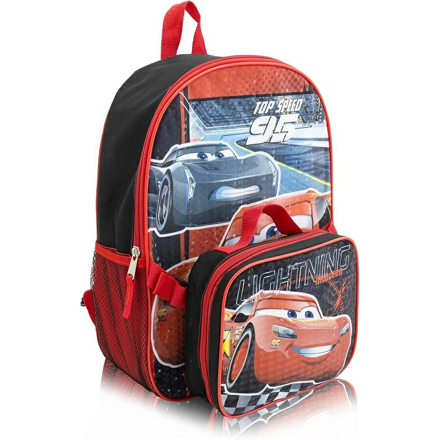 カーズ マックィーン グッズ バックパック リュック バッグ プレゼント ギフト キッズ ランチボックスセット付き 男の子 15インチ Disney Pixar Cars Backpack