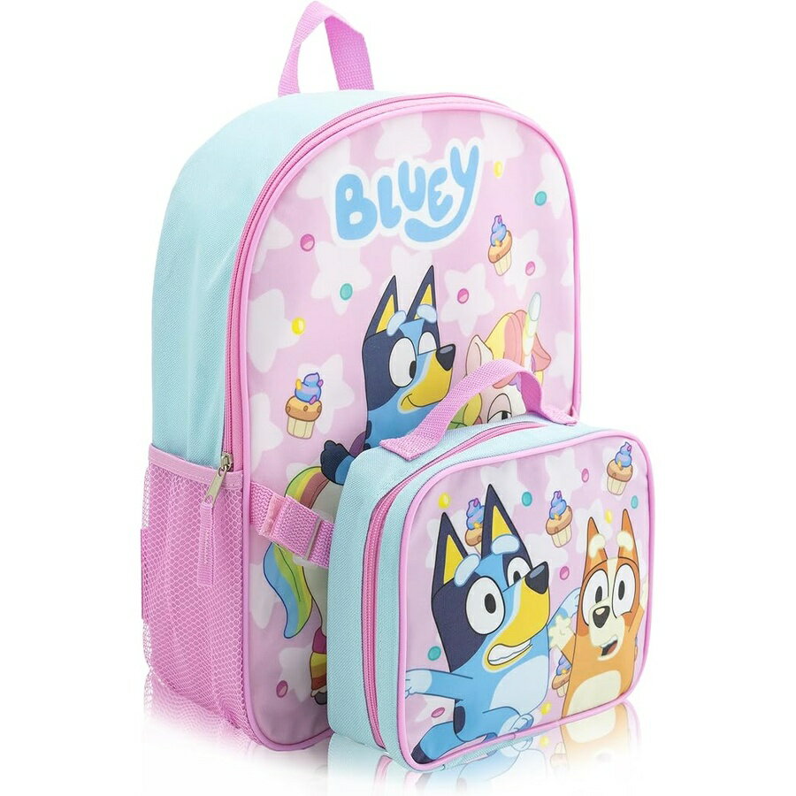 ブルーイー ビンゴ グッズ バックパック リュック バッグ プレゼント ギフト キッズ ランチボックスセット付き 子供 15インチ 男の子 女の子 幼児 Fast Forward Bluey Backpack with Lunch Box Set