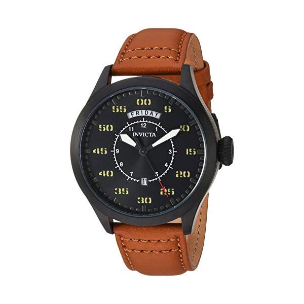 インビクタ 腕時計 INVICTA インヴィクタ 時計 アビエーター Invicta Men's 'Aviator' Quartz Stainless Steel and Leather Casual Watch, Color Brown (Model: 22974)