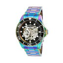 CrN^ rv INVICTA CBN^ v v_Co[ Invicta 25341 Men's Pro Diver Semi-Skeleton Dial Iridescent IP Steel Bracelet Automatic Dive Watch