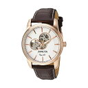 CrN^ rv INVICTA CBN^ v IuWF D A[g Invicta Men's 'Objet d'Art' Automatic Stainless Steel and Leather Casual Watch, Color Brown (Model: 22618)