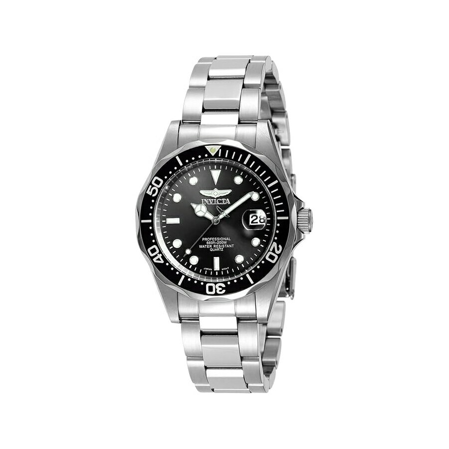 他の インヴィクタ はこちら Invicta Men's Pro Diver Watchインヴィクタ メンズ プロ ダイバー ウォッチ発送までの目安5〜15日　営業日以内に発送※12月、連休等は物流が混雑し、遅延する場合がございます。予めご了承ください。 商　品　情　報 メーカー Invicta 商品名（英語） Invicta Men's Pro Diver Watch 商品名（翻訳） インヴィクタ メンズ プロ ダイバー ウォッチ 商品詳細 ・ステンレススチールケース 直径37.5mm×厚さ11mm。ブラックの文字盤。夜光針とアワーマーカー・日本製クォーツムーブメント、PC32Aキャリバー。日本で組み立てられています。 SR626SWバッテリー付属。時計の重量：121グラム・ステンレススチールバンド、長さ215mm x 幅18??mm。バンドはリンクを追加/削除することで調整できます。折り重ね安全クラスプ・ミネラルクリスタル。プッシュ/プルリューズ。ブラックトップベゼルリングを備えた一方向性ステンレススチールベゼル。 200 メートル耐水性: プロのマリンアクティビティや水上スポーツに適しています。ダイビングに適しています。 ※メーカーより頂いた商品説明を翻訳しております。翻訳による差異はご了承ください。 ◆ 様々なギフトシーンにぴったりの商品を豊富に取り揃えております ◆ プレゼント　ギフト　クリスマス　母の日　父の日　記念日　誕生日　お誕生日　誕生日プレゼント　敬老の日　記念品　結婚記念日　メモリアルギフト　お祝い　出産祝い　結婚式　結婚祝い　御祝　披露宴　引き出物　引出物　ウェディングギフト　ブライダルギフト　景品　賞品　コンペ景品　ゴルフコンペ　粗品　お中元　御中元　お歳暮　御歳暮　残暑見舞い　引越し　引っ越し祝い　引越し祝い　贈答品　入園祝い　入学祝い　卒業祝い　成人式　就職祝い　昇進祝い　定年退職記念　還暦祝い　卒業記念品　内祝　お返し　お礼　御礼　お祝い返し