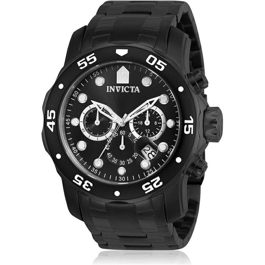 他の インヴィクタ はこちら Invicta Men's Pro Diver Collection Chronograph Watchインヴィクタ メンズ プロ ダイバー コレクション クロノグラフ ウォッチ発送までの目安5〜15日　営業日以内に発送※12月、連休等は物流が混雑し、遅延する場合がございます。予めご了承ください。 商　品　情　報 メーカー Invicta 商品名（英語） Invicta Men's Pro Diver Collection Chronograph Watch 商品名（翻訳） インヴィクタ メンズ プロ ダイバー コレクション クロノグラフ ウォッチ 商品詳細 ・ブラックステンレススチールケース 直径48mm x 厚さ12.5mm。ブラックの文字盤。夜光針とアワーマーカー・日本製クォーツムーブメント、VD53キャリバー。日本で組み立てられています。 SR920SWバッテリー付属。時計重量：310グラム・ブラックステンレススチールバンド、長さ215mm x 幅26mm。バンドはリンクを追加/削除することで調整できます。フォールドオーバーセーフティクラスプ・フレイムフュージョンクリスタル。プッシュ/プルリューズ。黒と白のベゼルリングを備えた一方向性ステンレススチールベゼル。機能的なサブダイヤル: 60 分、60 秒、24 時間、200 メートル耐水性: プロの海洋活動や水上スポーツに適しています。ダイビングに適しています。 ※メーカーより頂いた商品説明を翻訳しております。翻訳による差異はご了承ください。 ◆ 様々なギフトシーンにぴったりの商品を豊富に取り揃えております ◆ プレゼント　ギフト　クリスマス　母の日　父の日　記念日　誕生日　お誕生日　誕生日プレゼント　敬老の日　記念品　結婚記念日　メモリアルギフト　お祝い　出産祝い　結婚式　結婚祝い　御祝　披露宴　引き出物　引出物　ウェディングギフト　ブライダルギフト　景品　賞品　コンペ景品　ゴルフコンペ　粗品　お中元　御中元　お歳暮　御歳暮　残暑見舞い　引越し　引っ越し祝い　引越し祝い　贈答品　入園祝い　入学祝い　卒業祝い　成人式　就職祝い　昇進祝い　定年退職記念　還暦祝い　卒業記念品　内祝　お返し　お礼　御礼　お祝い返し