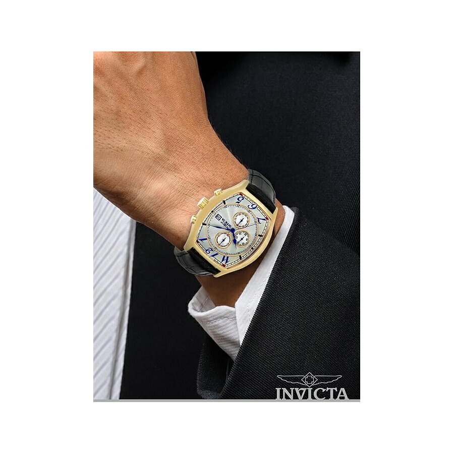 i-selectionのインヴィクタ メンズ 14330 スペシャルティ トノーウォッチ 3 テクスチャードレザーストラップセット付き Invicta Men's 14330 Specialty Tonneau Watch with 3 Textured Leather Strap Set｜アングル2