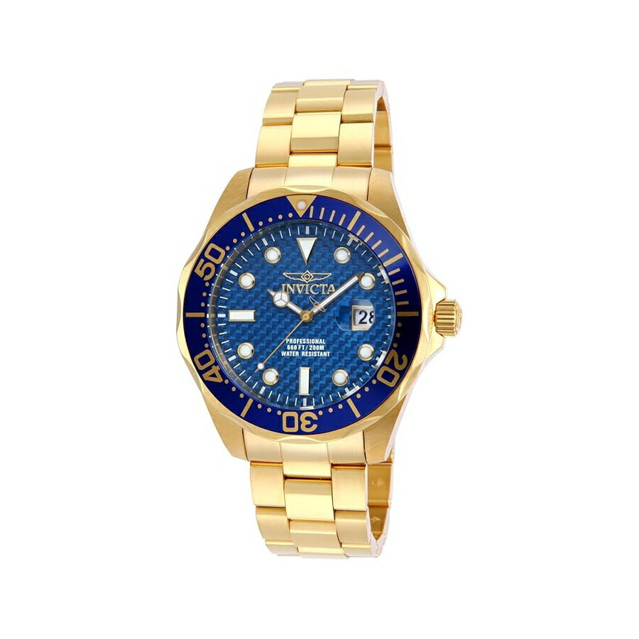 Rakuten - インヴィクタ メンズ 14357 プロ ダイバー ブルー カーボンファイバー ダイヤル 18K ゴールド イオンメッキ ステンレススチール ウォッチ Invicta Men's 14357 Pro Diver Blue Carbon Fiber Dial 18k Gold Ion-Plated Stainless Steel Watch