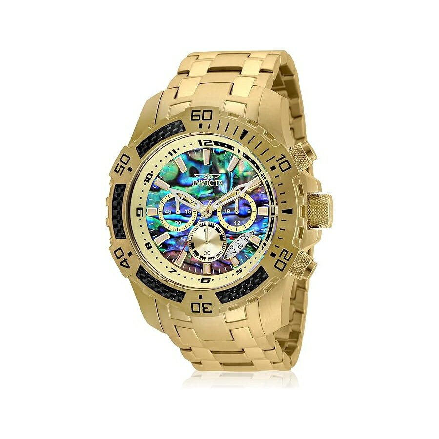 Invicta メンズ プロ ダイバースキューバ クォーツ クロノグラフ カーボンファイバー ベゼル アワビ ダイヤル ブレスレット ウォッチ 50mm Invicta Men's Pro Diver Scuba Quartz Chronograph Carbon Fiber Bezel Abalone Dial Bracelet Watch, 50mm