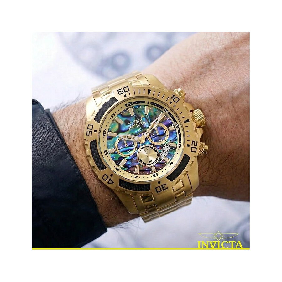 Invicta メンズ プロ ダイバースキューバ クォーツ クロノグラフ カーボンファイバー ベゼル アワビ ダイヤル ブレスレット ウォッチ 50mm Invicta Men's Pro Diver Scuba Quartz Chronograph Carbon Fiber Bezel Abalone Dial Bracelet Watch, 50mm 2