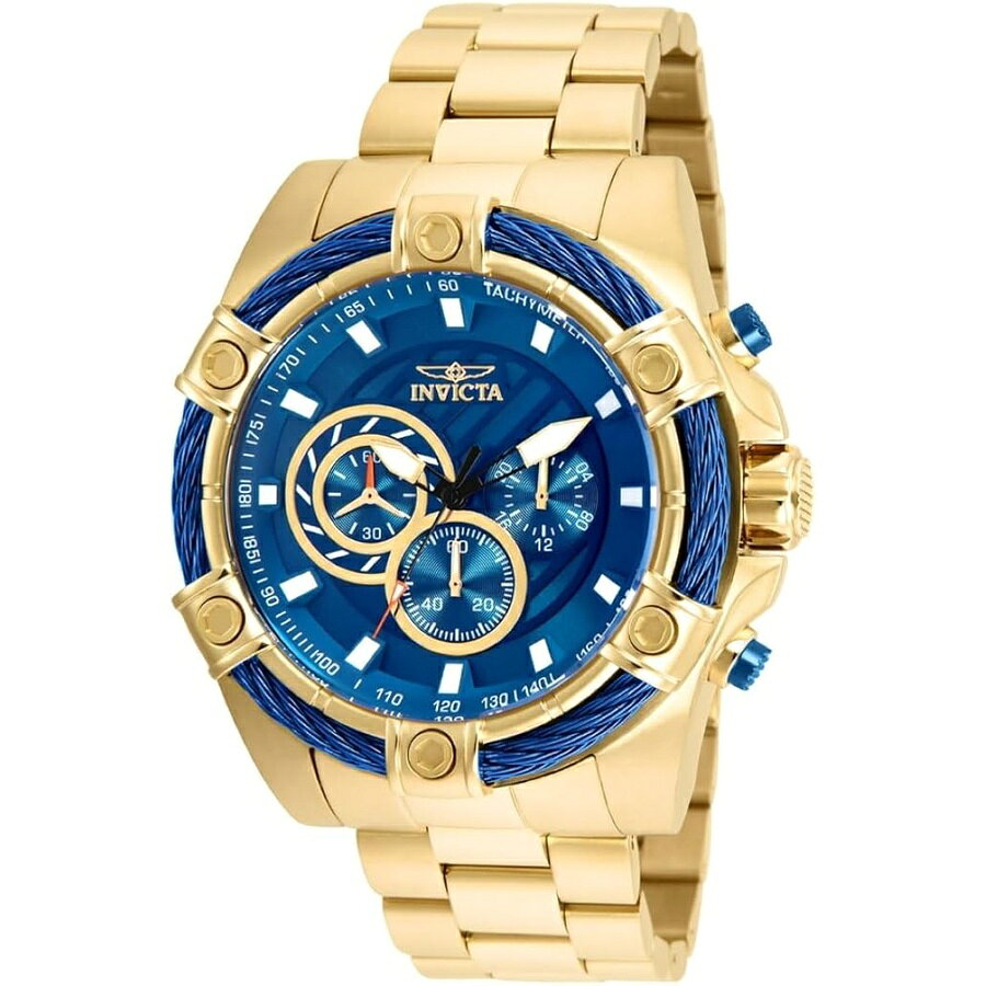 インヴィクタ メンズ ボルト クォーツ クロノグラフ 52mm 腕時計 ステンレススチールストラップ付き ゴールド 25.2 Invicta Men's Bolt Quartz Chronograph 52mm Watch with Stainless-Steel Strap, Gold, 25.2
