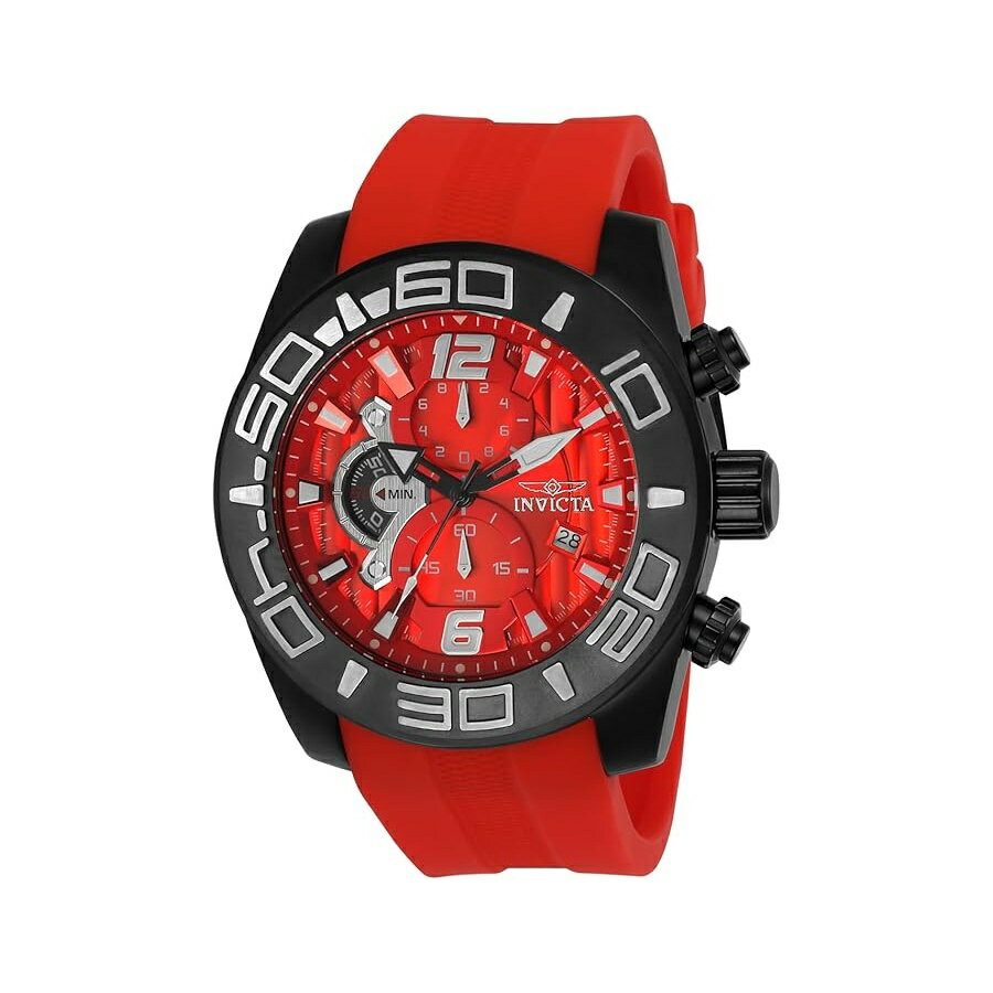 Rakuten - インヴィクタ プロ ダイバー メンズ 50mm ステンレススチール ブラック レッド ダイヤル VD57 クォーツ Invicta Pro Diver Men 50mm Stainless Steel Black Red dial VD57 Quartz