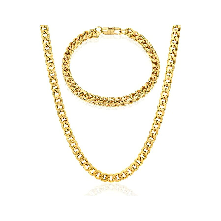 インヴィクタ ジュエリー アクセサリー メンズ フランコ ブレスレットとカーブ ネックレス チェーン セット インヴィクタ ジュエリー アクセサリー Men's Franco Bracelet and Curb Necklace Chain Set