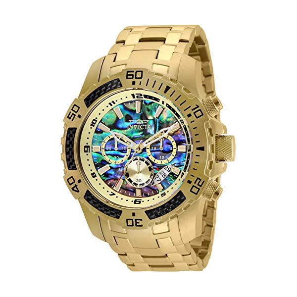 インビクタ 腕時計 INVICTA インヴィクタ プロダイバー メンズ 男性用 25094 Invicta Men's Pro Diver Scuba Quartz Chronograph Carbon Fiber Bezel Abalone Dial Bracelet Watch, 50mm 人気の INVICTA 商品はこちら ■海外より直輸入品となりますので、外箱に小傷・破れ等がある場合がございます。 　本体には影響ございませんので、予めご容赦ください。 ■携帯からの注文の際【納期目安】が表示されない場合もございます。 　納期の表示が確認出来ない商品に関しましては、お手数ですが、PCページより【納期目安】の確認をお願いします。 　また、携帯からのご注文のお客様は携帯電話の受信設定（フィルター）を必ずご確認下さいますようお願いいたします。インビクタ 腕時計 INVICTA インヴィクタ プロダイバー メンズ 男性用 25094 Invicta Men's Pro Diver Scuba Quartz Chronograph Carbon Fiber Bezel Abalone Dial Bracelet Watch, 50mm ブランドInvicta製品型番25094パート ナンバー25094モデル年式2017形状Roundウィンドウ素材Flame Fusionディスプレイ タイプAnalogクラスプ(留金)Deployantケース素材Stainless steelケース直径5.1 centimetersケース厚18 millimetersバンド素材Stainless SteelバンドサイズMen's Standardバンド幅26 millimetersバンドカラーGoldダイヤルカラーGreen Abaloneベゼル素材Stainless steelベゼル機能Unidirectional RotatingカレンダーDate重さ1.1 PoundsムーブメントJapanese Quartz防水機能330 Feet ◆ 様々なギフトシーンにぴったりの商品を豊富に取り揃えております ◆プレゼント　ギフト　クリスマス　母の日　父の日　記念日　誕生日　お誕生日　誕生日プレゼント　敬老の日　記念品　結婚記念日　メモリアルギフト　お祝い　出産祝い　結婚式　結婚祝い　御祝　披露宴　引き出物　引出物　ウェディングギフト　ブライダルギフト　景品　賞品　コンペ景品　ゴルフコンペ　粗品　お中元　御中元　お歳暮　御歳暮　残暑見舞い　引越し　引っ越し祝い　引越し祝い　贈答品　入園祝い　入学祝い　卒業祝い　成人式　就職祝い　昇進祝い　定年退職記念　還暦祝い　卒業記念品　内祝　お返し　お礼　御礼　お祝い返し