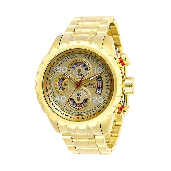 インビクタ 腕時計 INVICTA インヴィクタ アビエーター メンズ 男性用 28161 Invicta Men's Aviator Analog Quartz Watch with Stainless Steel Strap, Gold, 24 (Model: 28161)
