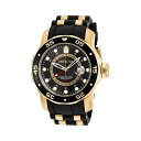 CrN^ rv INVICTA CBN^ v_Co[ Y jp 6991 Invicta Men's Pro Diver Collection GMT 18k Gold-Plated Stainless Steel Watch with Black Band