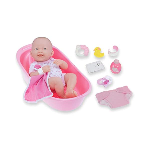 JCトイズ ベビードール 赤ちゃん人形 着せ替え おままごと ジェーシートイズ JC Toys 8 piece Layette Deluxe Bathtub Gift Set JC Toys - La Newborn 14 Life-Like Smiling Vinyl Newborn Doll/ Accessories Pink Waterproof Ages 2