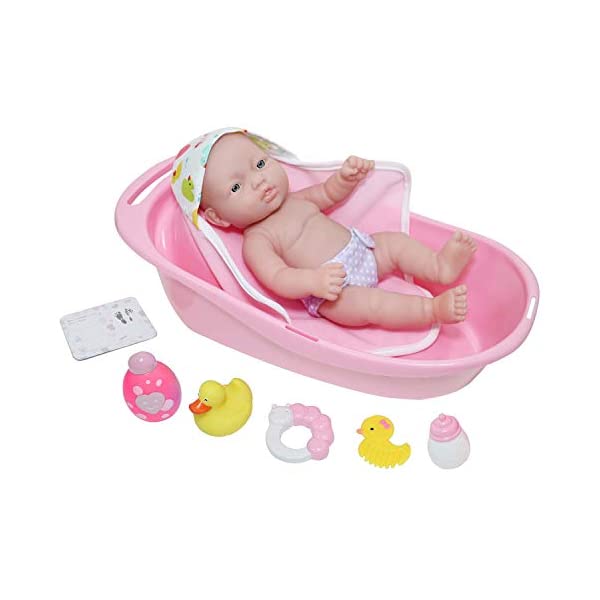JCトイズ ベビードール 赤ちゃん人形 着せ替え おままごと ジェーシートイズ JC Toys JC Toys - La Newborn - 10 piece Layette Deluxe Bathtub Gift Set - 12 Life-Like Vinyl Newborn Dollith Accessories - Pink - Waterproof - Ages 2