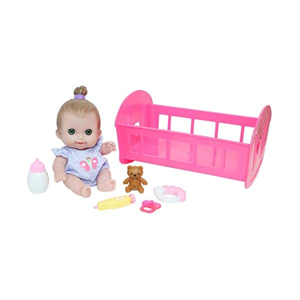 JCトイズ ベビードール 赤ちゃん人形 着せ替え おままごと ジェーシートイズ JC Toys JC Toys Lil 039 Cutesies 9.5 All Vinyl Washable Dollocking Crib Gift Set (17432)