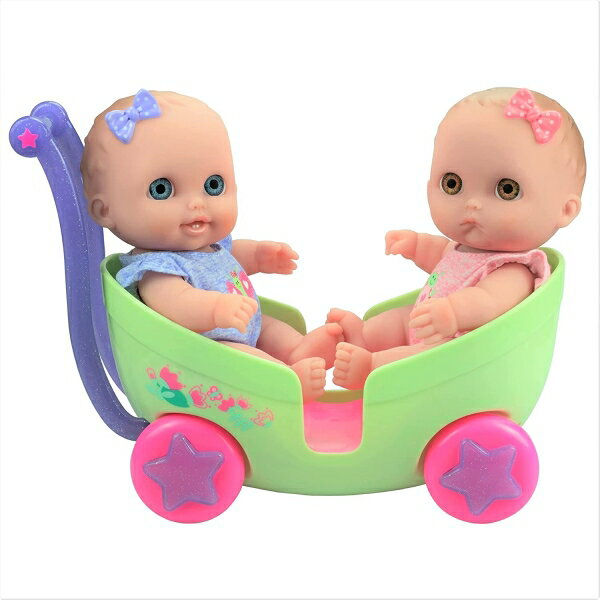 JCトイズ ベビードール 赤ちゃん人形 着せ替え おままごと ジェーシートイズ JC Toys LIL’ CUTESIES TWIN DOLLS IN STROLLER 8.5” All vinyl water friendly dolls for children Ages 2 - Designed by Berenguer