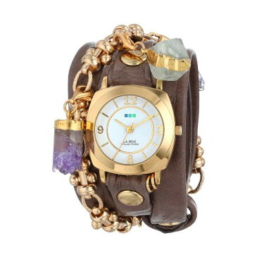 ラメール コレクションズ 腕時計 La Mer Collections LMTOPANGA001 レディース ウォッチ 女性用 La Mer Collections Women's LMTOPANGA001 Topanga Removable Crystal Gold Odyssey Case White Dial Mushroom Gold Leather Watch