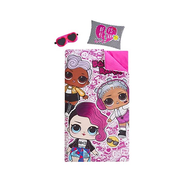 LOLサプライズ お泊りセット スリーピングバッグ 枕 布団セット おもちゃ グッズ フィギュア 人形 ファッションドール LOL Surprise Giftable Sleepover Set with Sleeping Bag, Pillow & Bonus Eye Mask, Ages 3+, Pink
