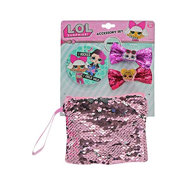 LOLサプライズ おもちゃ グッズ フィギュア 人形 ファッションドール L.O.L. Surprise! LOL Accessory Set- 2 Bows, 1 Mirror & 12 Way Sequin Pouch On Card, Small, Multicolor