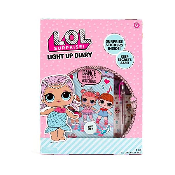 LOLTvCY  ObY tBMA l` t@bVh[ L.O.L. Surprise! Light Up Diary By Horizon Group Usa, Decorate & Customize Your Own Fun Diary, Sticker Sheet & Pen Included, Multicolored