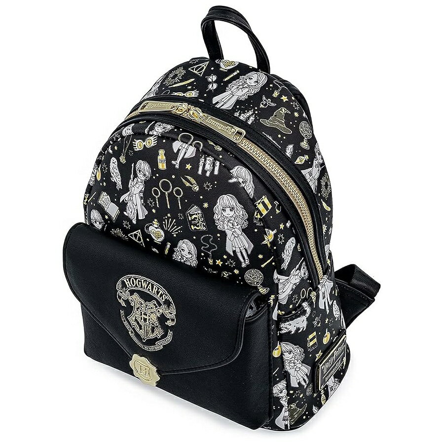 Loungefly ハリー・ポッター マジカル エレメント オールオーバー プリント レディース ダブルストラップ ショルダーバッグ 財布 Loungefly Harry Potter Magical Elements All Over Print Womens Double Strap Shoulder Bag Purse