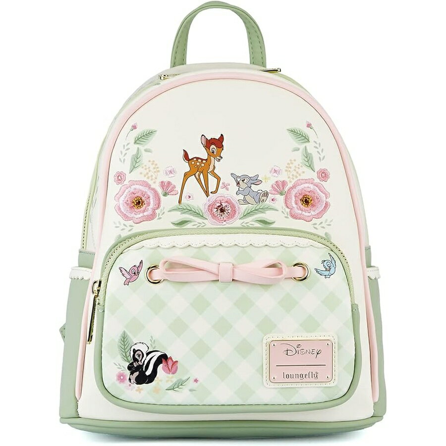 Loungefly ディズニー バンビ スプリングタイム ギンガム レディース ダブルストラップ ショルダーバッグ 財布 Loungefly Disney Bambi Springtime Gingham Womens Double Strap Shoulder Bag Purse