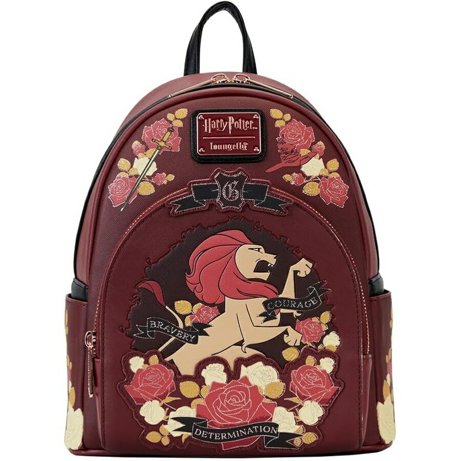 Rakuten - Loungefly ハリー ポッター グリフィンドール ハウス フローラル タトゥー ミニ バックパック Loungefly Harry Potter Gryffindor House Floral Tattoo Mini Backpack