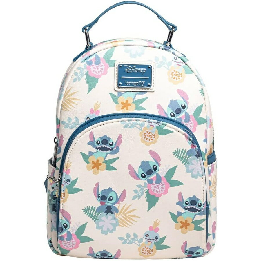 ラウンジフライ x ディズニー リロ&スティッチ ハワイアン フラワーズ スティッチ アンド スクランプ AOP バックパック Loungefly x Disney Lilo & Stitch Hawaiian Flowers Stitch and Scrump AOP Backpack
