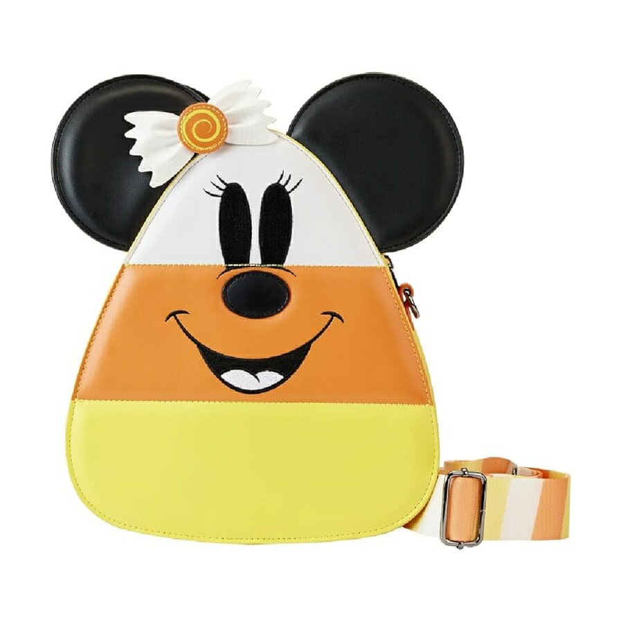 ラウンジフライ ディズニー ミッキーとミニーマウス キャンディコーン ビーガンレザー クロスボディバッグ Loungefly Disney Mickey and Minnie Mouse Candy Corn Vegan Leather Crossbody Bag