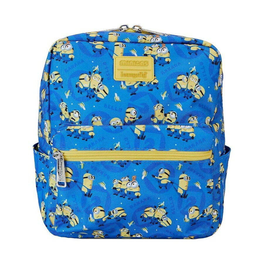 Loungefly 怪盗グルーの月泥棒 オールオーバープリント ナイロン スクエア ミニ バックパック ブルー Loungefly Despicable Me All Over Print Nylon Square Mini Backpack, Blue