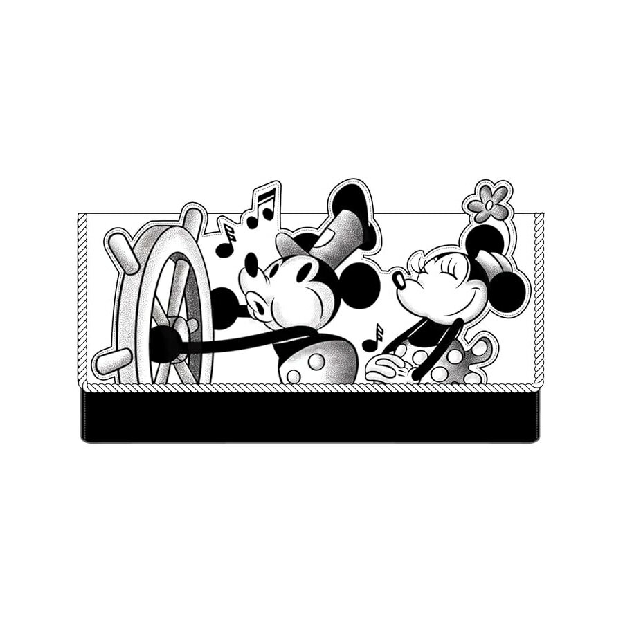 Rakuten - Loungefly ディズニー ミッキーマウス 蒸気船ウィリー ミュージック クルーズ フラップ ウォレット Loungefly Disney Mickey Mouse Steamboat Willie Music Cruise Flap Wallet