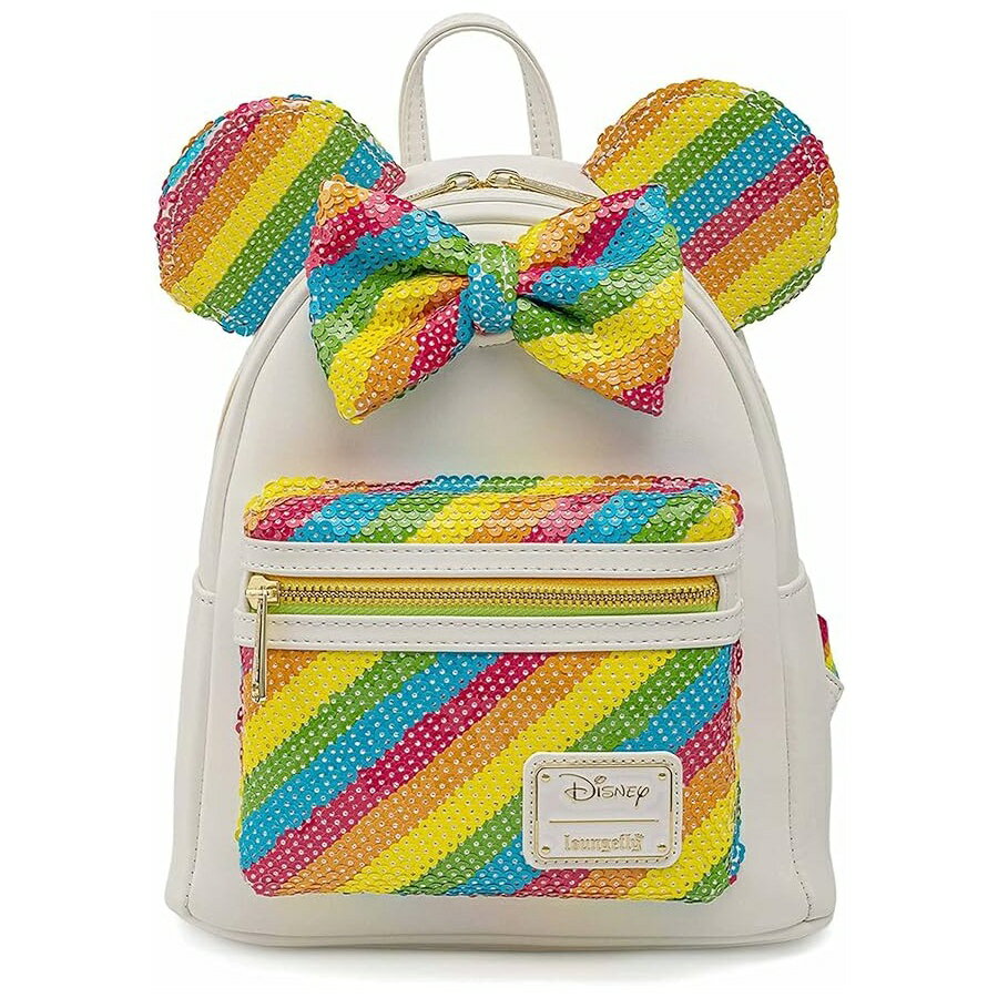 Rakuten - ラウンジフライ スパンコール レインボー ミニー ミニ バックパック ホワイト レインボー Loungefly Sequin Rainbow Minnie Mini Backpack White-Rainbow