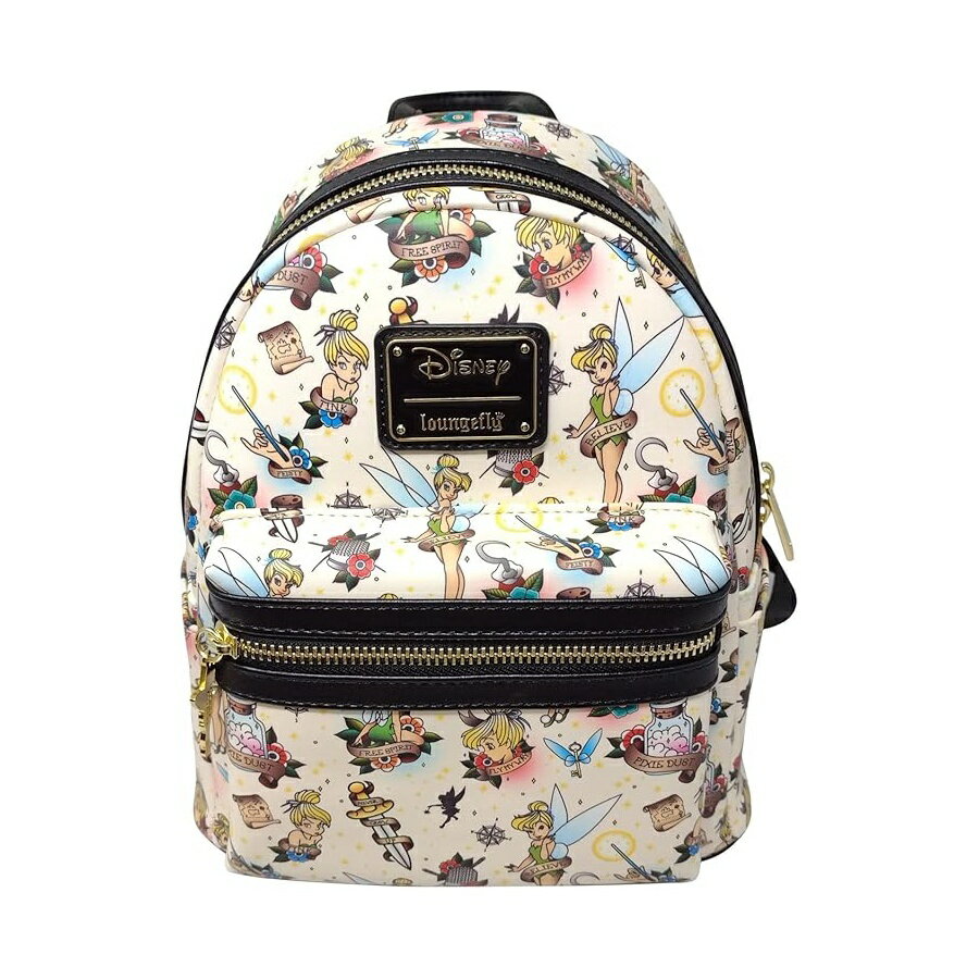 Loungefly Disney Peter Pan Tinkerbell Tattoo Print Women's Double Strap Shoulder Bag Purse