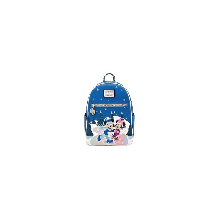 ラウンジフライ ミッキー&ミニーマウス ウィンタースケートシーン ダブルストラップ ショルダーバッグ Loungefly Mickey & Minnie Mouse Winter Skating Scene Double Strap Shoulder Bag