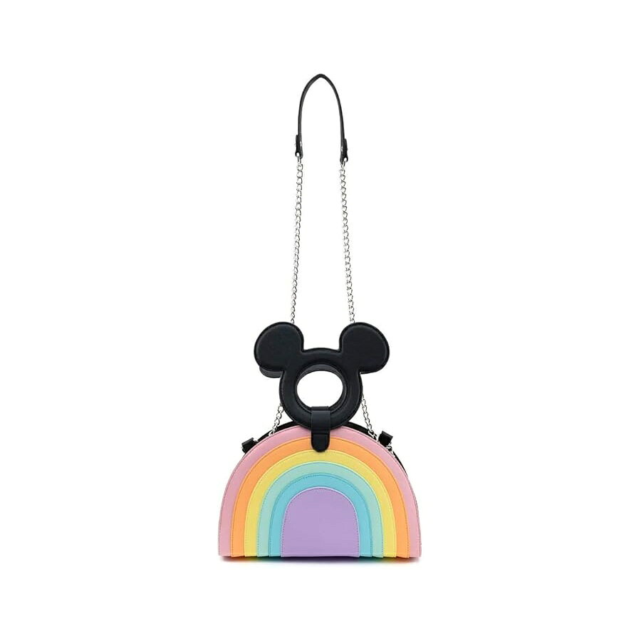 ラウンジフライ x ミッキーマウス パステルレインボーハンドルクロスボディバッグ (ワンサイズ マルチ) Loungefly x Mickey Mouse Pastel Rainbow Handled Crossbody Bag (One Size, Multi)