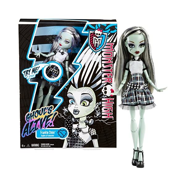 モンスターハイ フランキー シュタイン ドール 人形 フィギュア 着せ替え おもちゃ グッズ Monster High Mattel Year 2012 Ghoul's Alive! Series 11 Inch Electronic Doll Set - Frankie Stein Daughter of Frankenstein with Sparking Body and Doll Stand